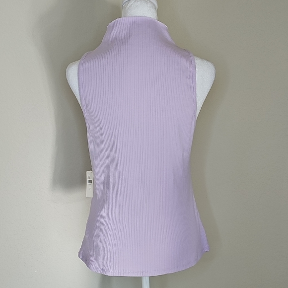 NWT Maeve by Anthropologie Mock Neck Ribbed Sleeveless Tank Top Lavender Sz L - Picture 4 of 9